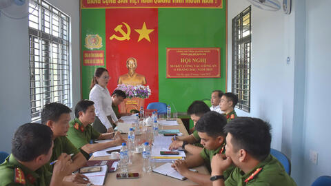 Công an xã Sơn Hạ tổ chức hội nghị sơ kết công tác công tác 6 tháng đầu năm.
